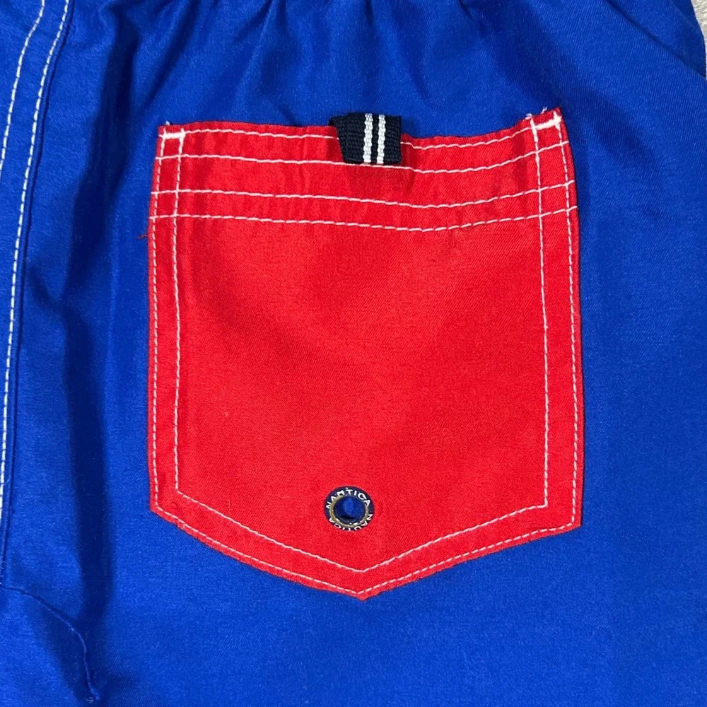 Nautica Boy's Swim Trunks Shorts Blue Red White Colorblock Size‎ Medium